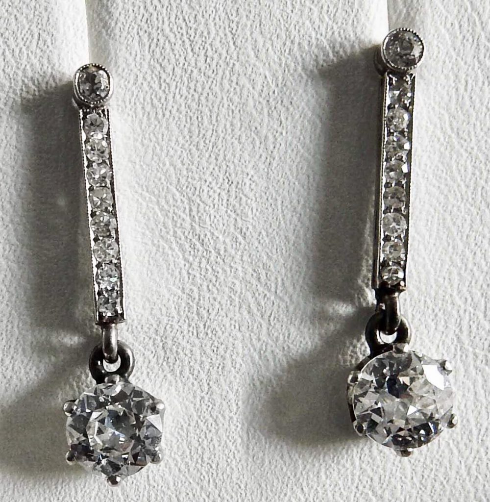 Aros de platino y diamantes antiguos D Lusso