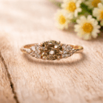 Anillo oro rosa diamante brown