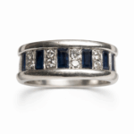 Anillo zafiros baguette y diamantes