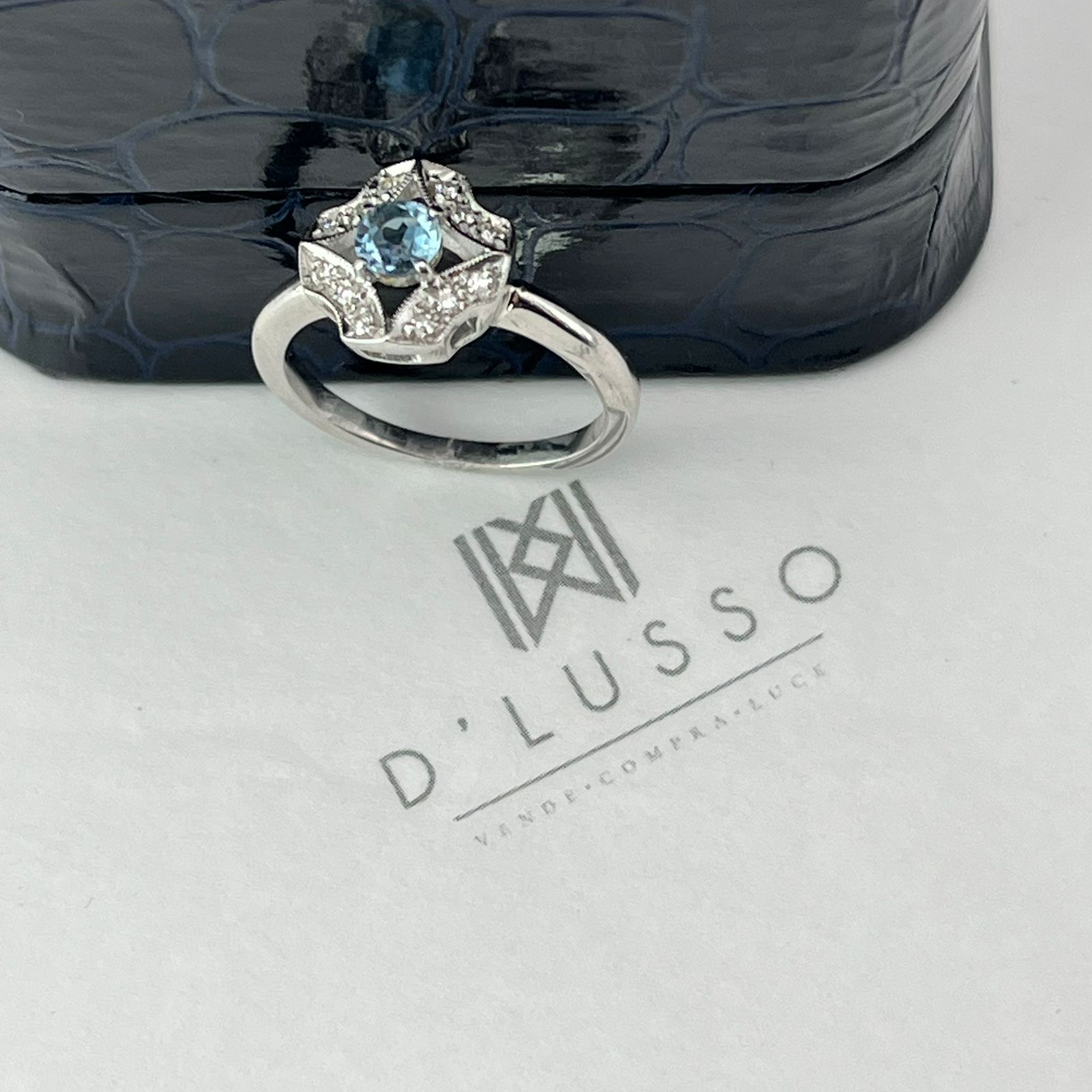 Anillo rombo aguamarina - Imagen 4