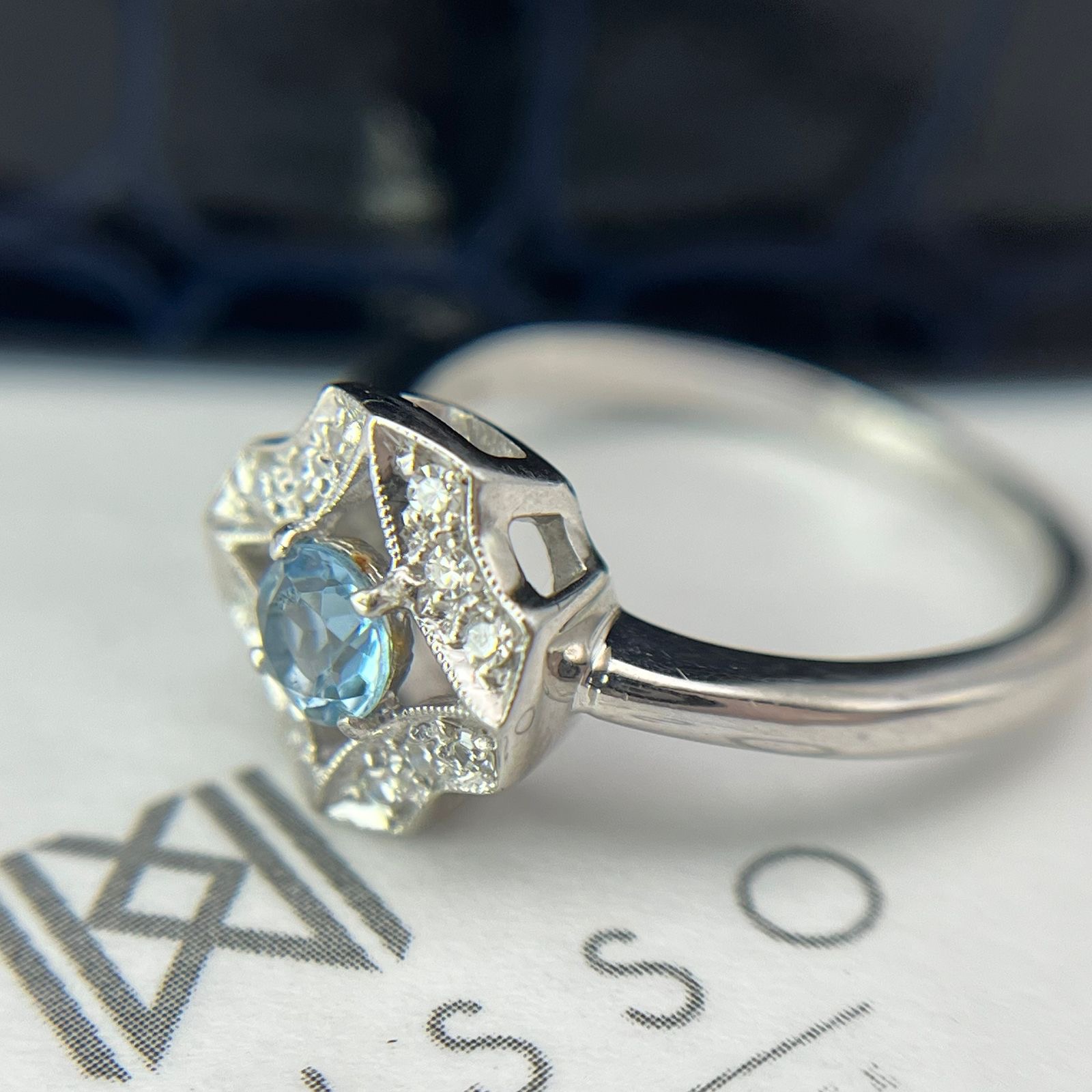 Anillo rombo aguamarina - Imagen 3