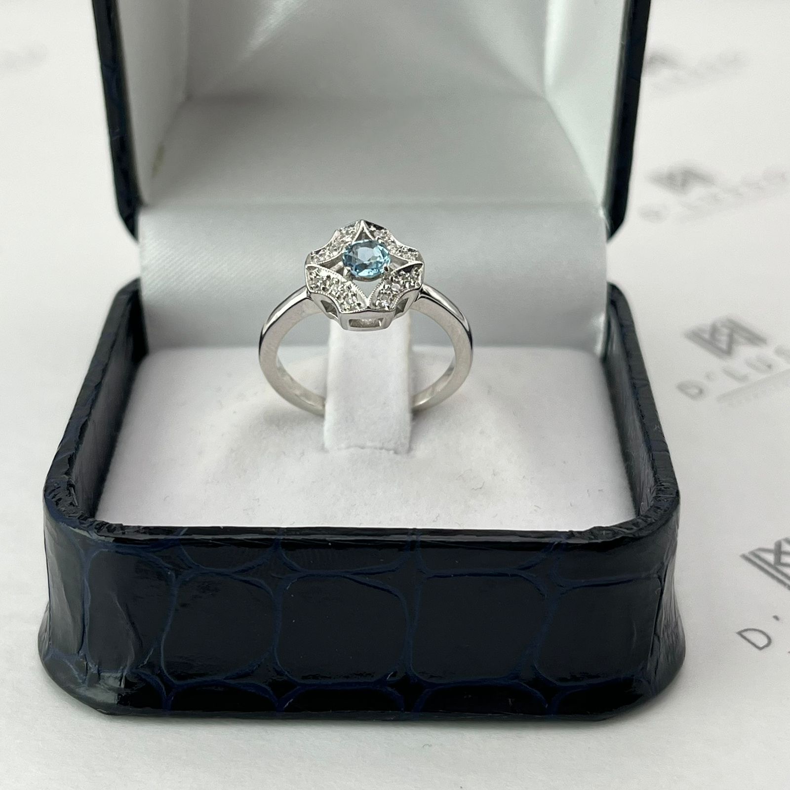 Anillo rombo aguamarina - Imagen 2