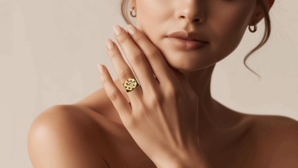 Anillo Signet Diamantes y Zafiros - Imagen 7