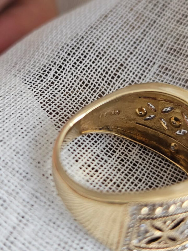 Anillo calado aguamarina diamantes - Imagen 4