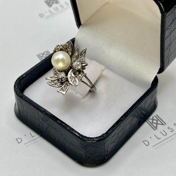 Anillo eduardiano diamantes y perla - Imagen 7