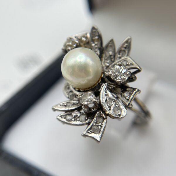 Anillo eduardiano diamantes y perla - Imagen 6