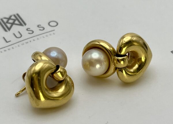 Aros perla gota de oro - Imagen 5