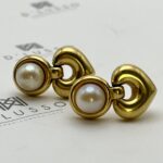 Aros perla gota de oro
