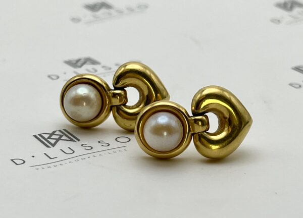 Aros perla gota de oro