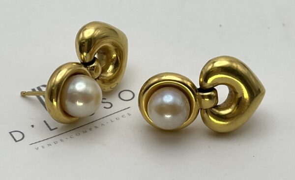 Aros perla gota de oro - Imagen 2