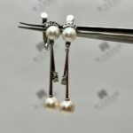 Aros colgantes perlas y diamantes