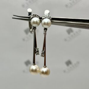 Aros colgantes perlas y diamantes