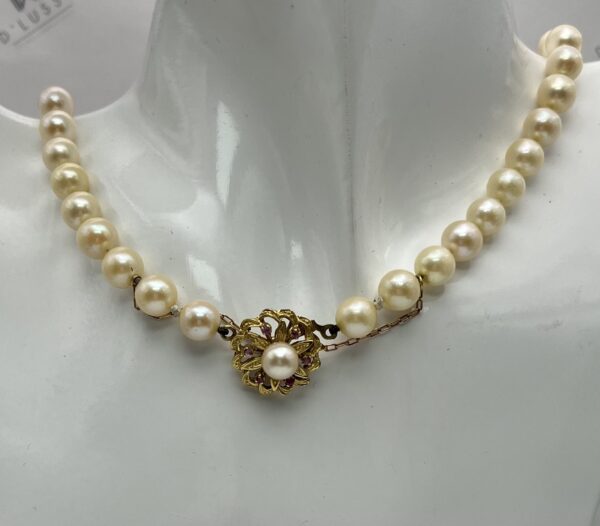 Collar perlas broche rubí - Imagen 3