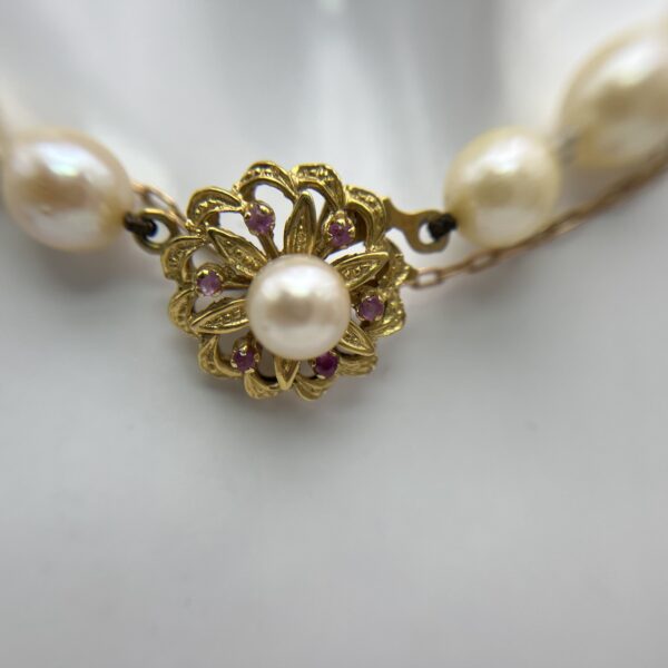 Collar perlas broche rubí - Imagen 2