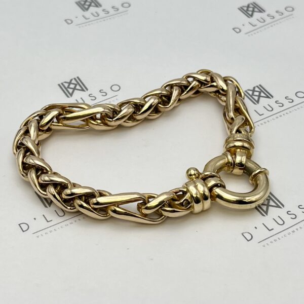 Pulsera oro trenza broche timón - Imagen 6
