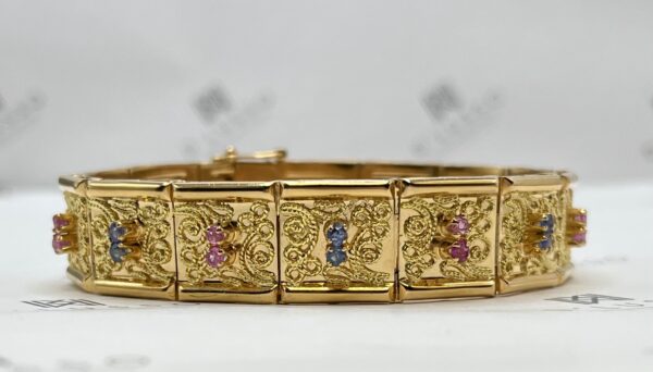 Brazalete articulado zafiros y rubíes