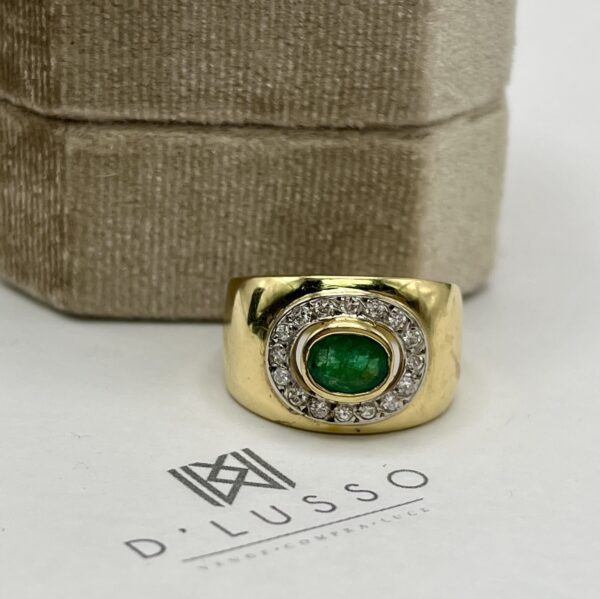Anillo esmeralda halo brillantes - Imagen 2