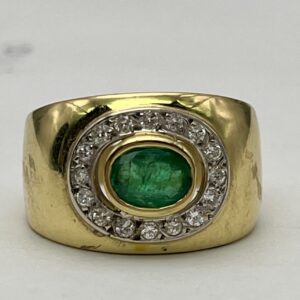Anillo esmeralda halo brillantes