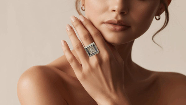 Anillo square zafiros y diamantes - Imagen 8