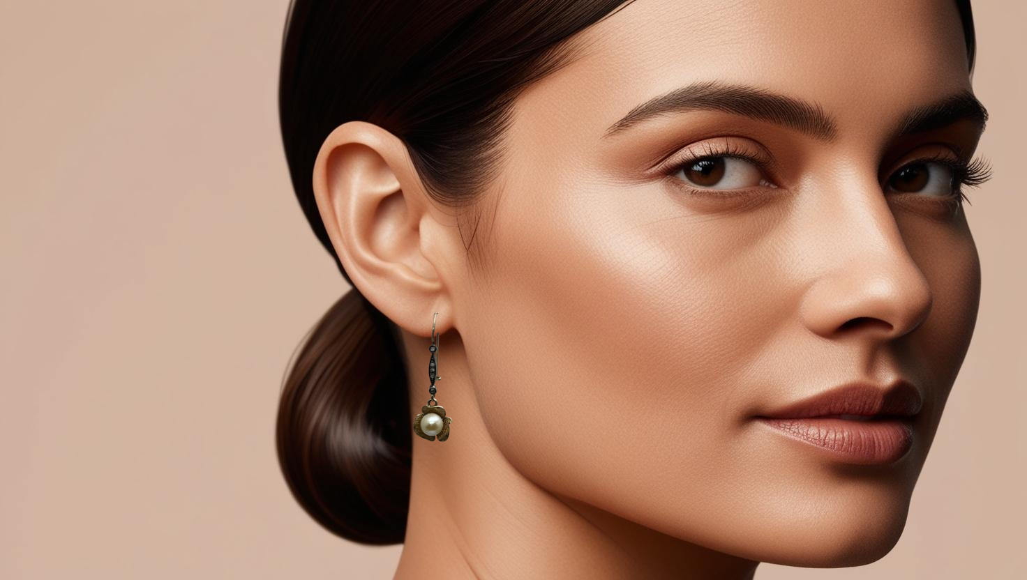 Aros de perlas tallado flor - Imagen 8