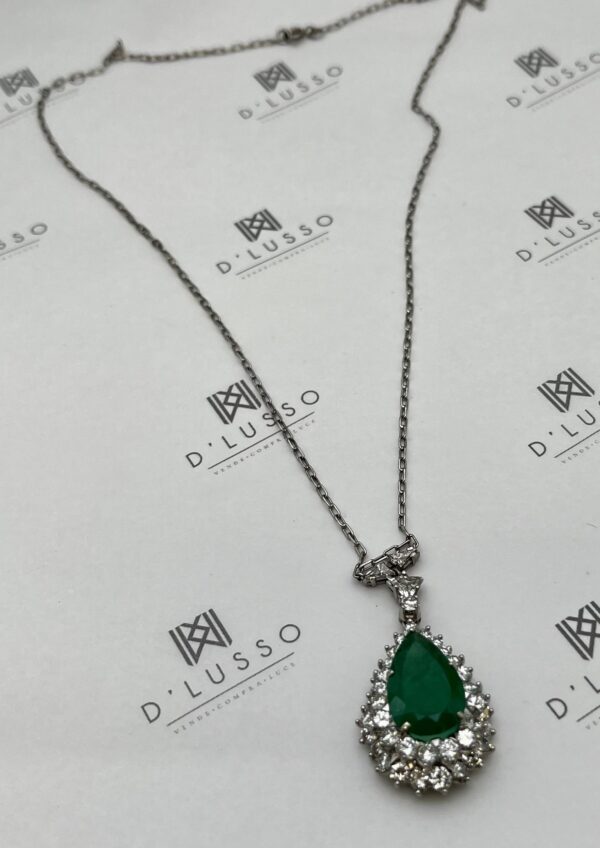 Collar gota de esmeralda y diamantes - Imagen 2