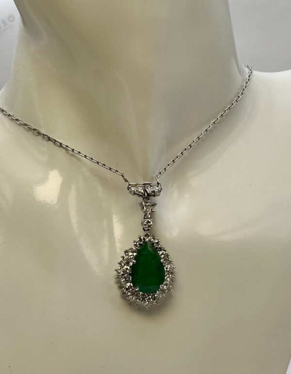 Collar gota de esmeralda y diamantes - Imagen 3
