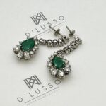 Aros esmeralda gota y diamantes