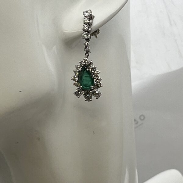 Aros esmeralda gota y diamantes - Imagen 2