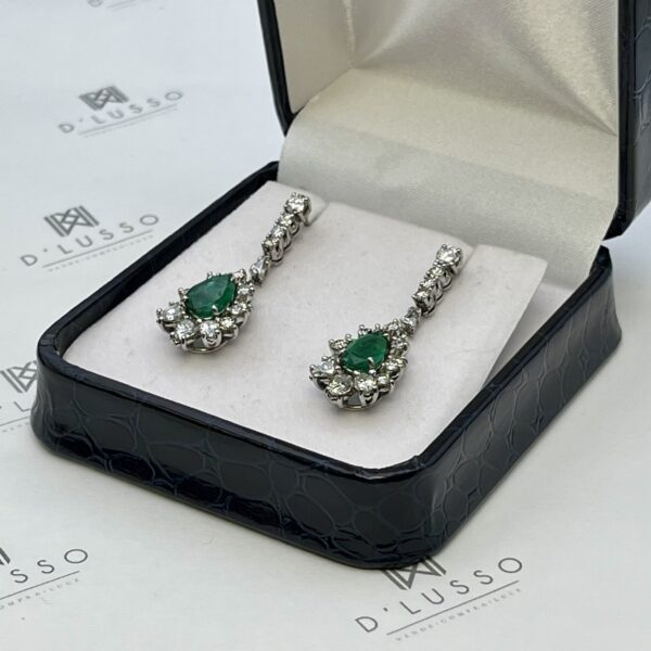 Aros esmeralda gota y diamantes - Imagen 6