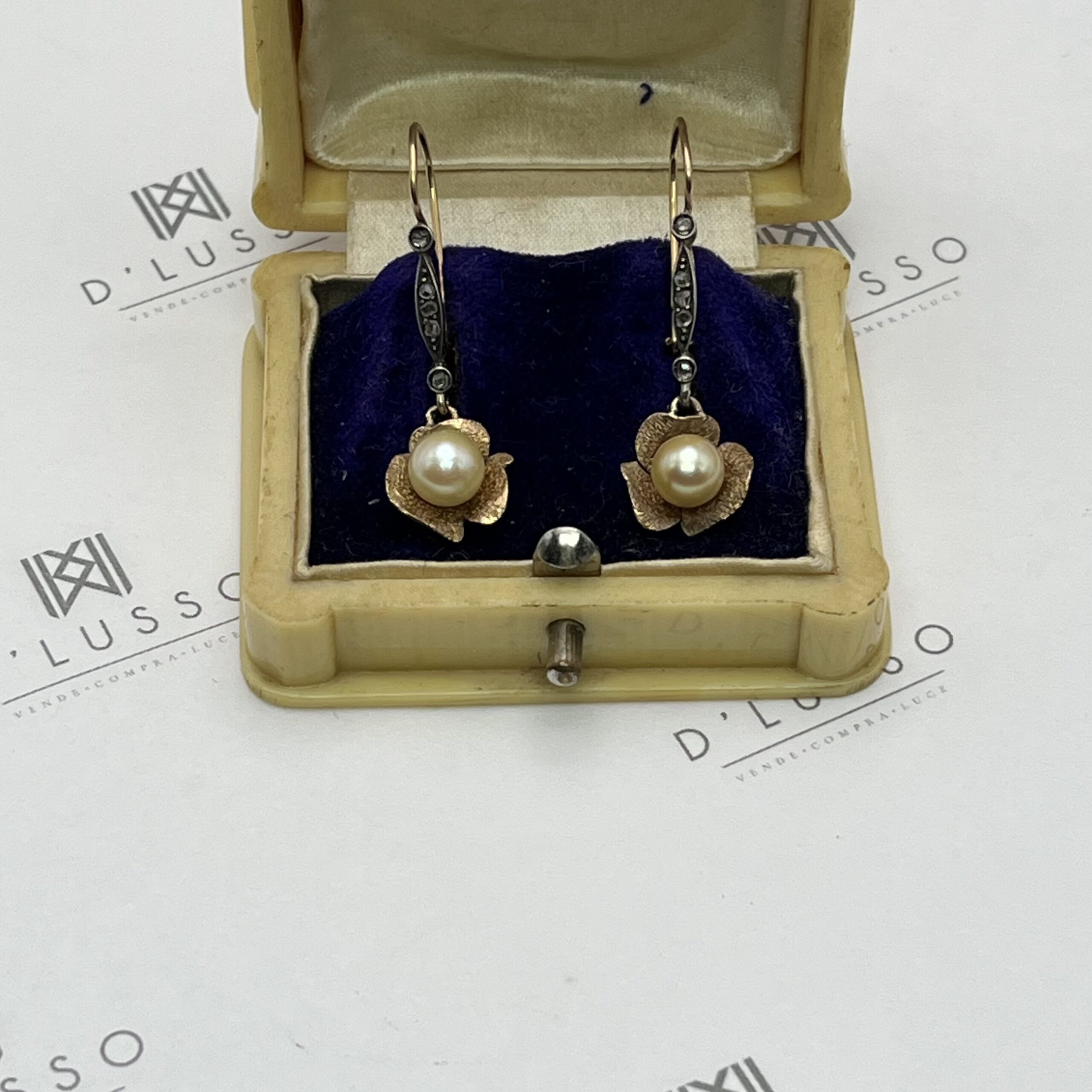 Aros de perlas tallado flor - Imagen 7