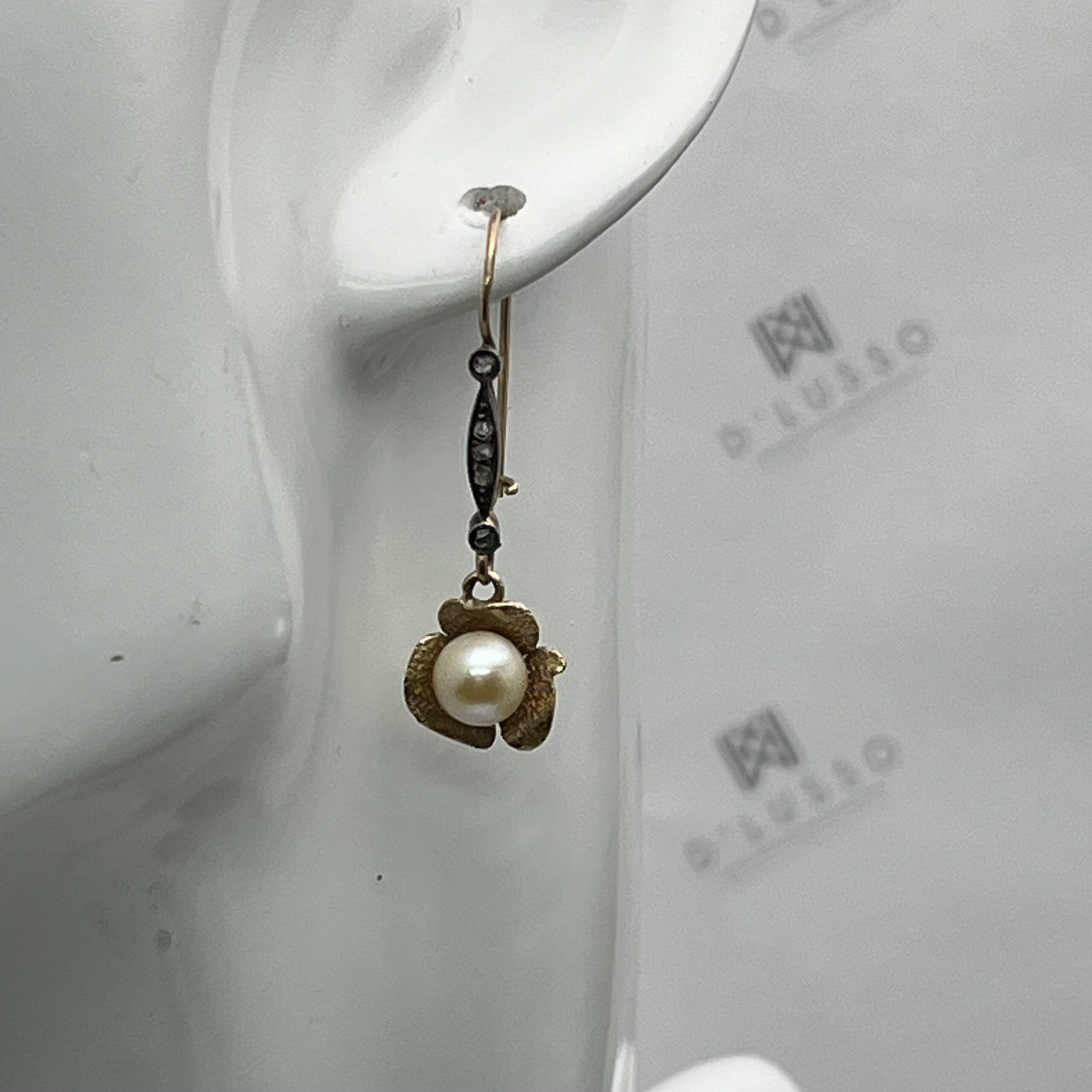 Aros de perlas tallado flor - Imagen 5