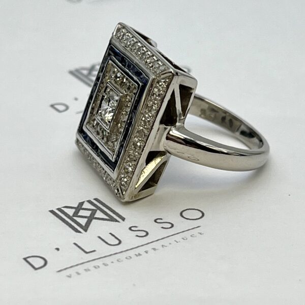 Anillo square zafiros y diamantes - Imagen 2