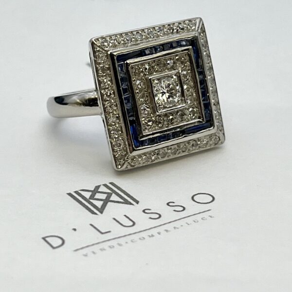 Anillo square zafiros y diamantes - Imagen 7