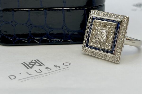 Anillo square zafiros y diamantes - Imagen 6