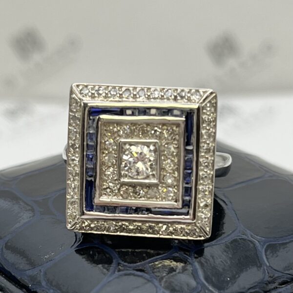 Anillo square zafiros y diamantes - Imagen 5