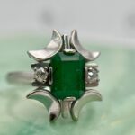 Anillo doblete verde y diamantes