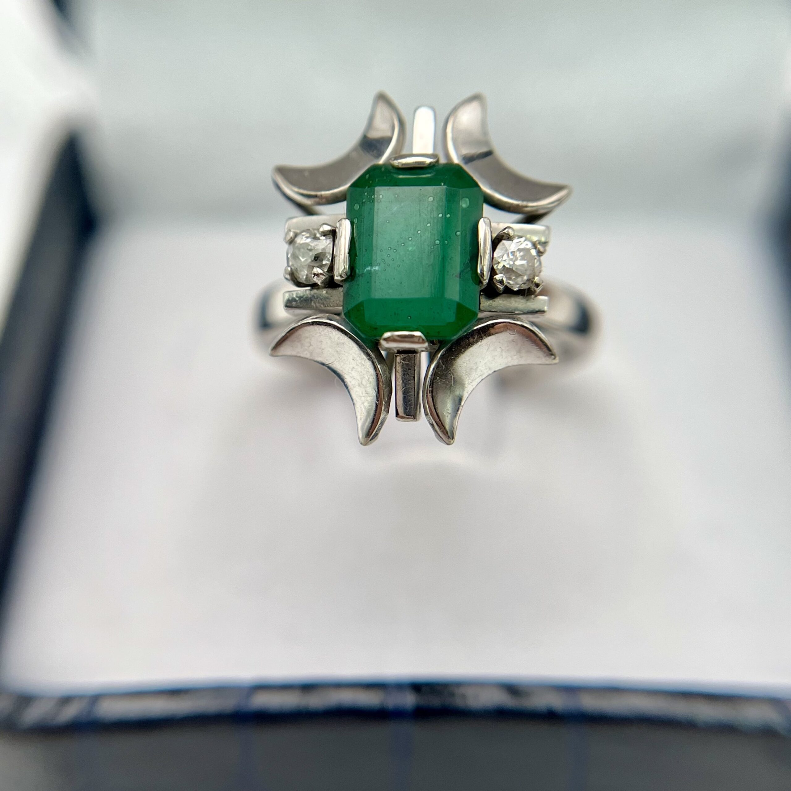 Anillo doblete verde y diamantes - Imagen 5