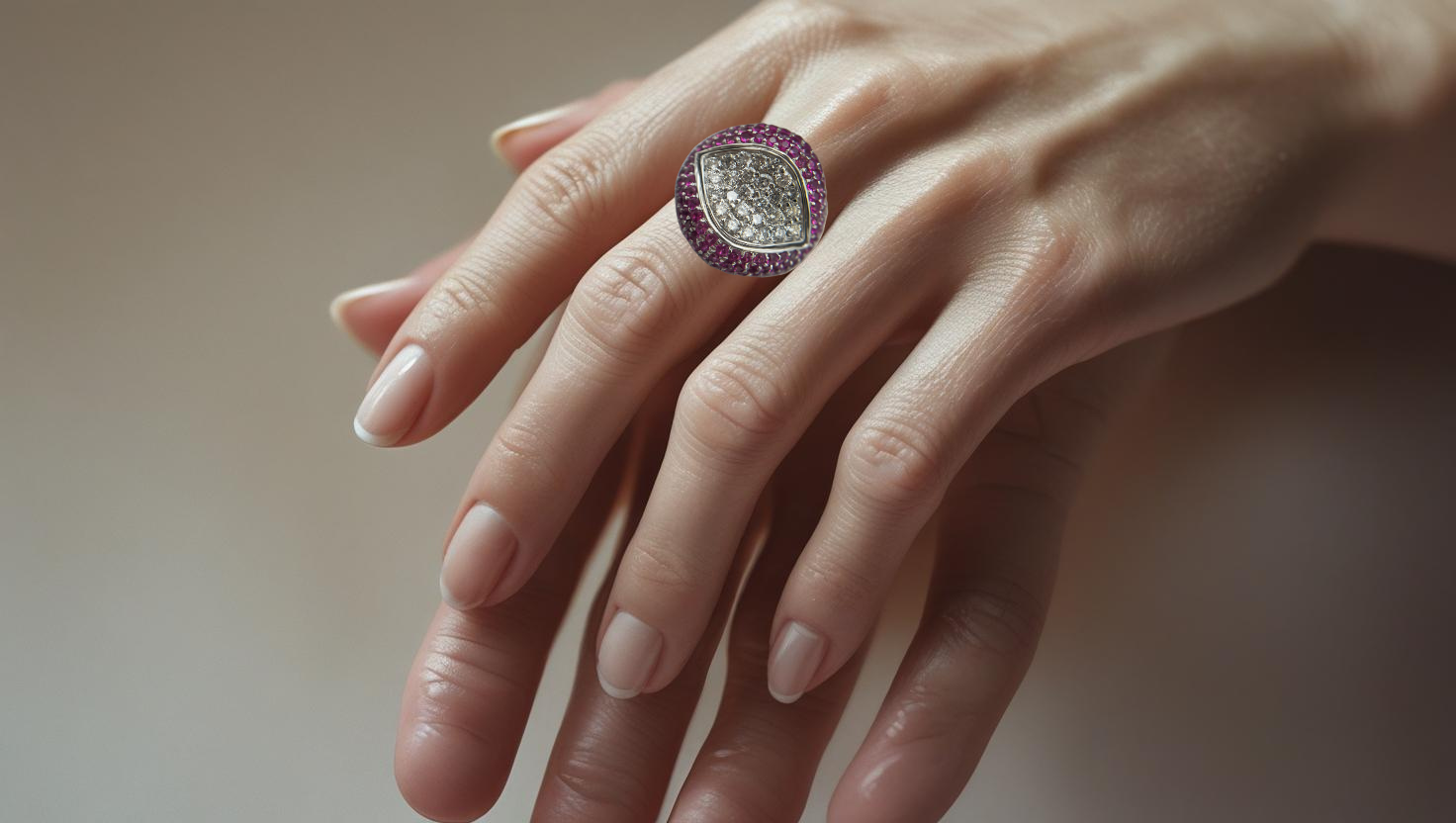 Anillo bombé brillantes y zafiros - Imagen 9