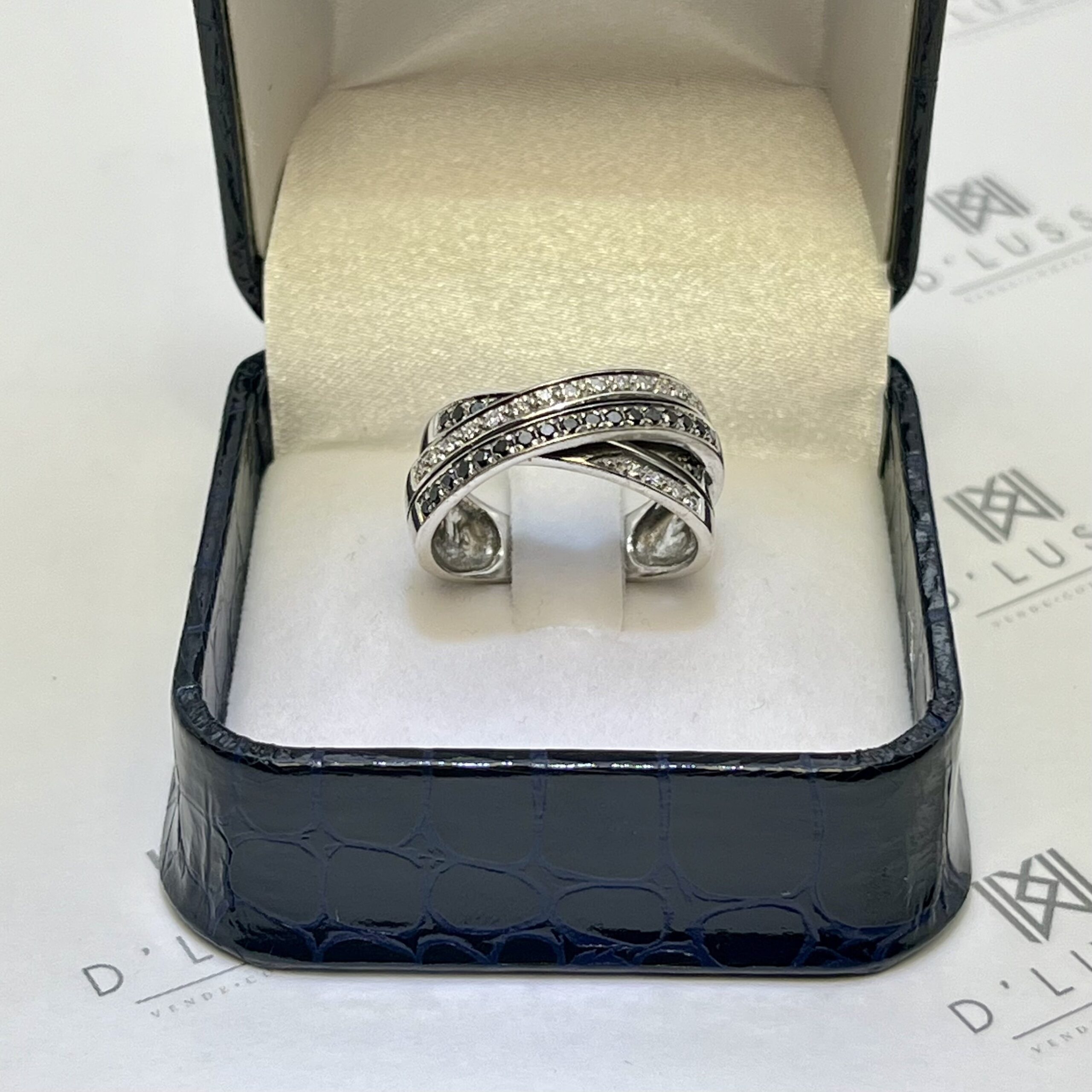 Anillo cruzado diamantes bicolor - Imagen 5