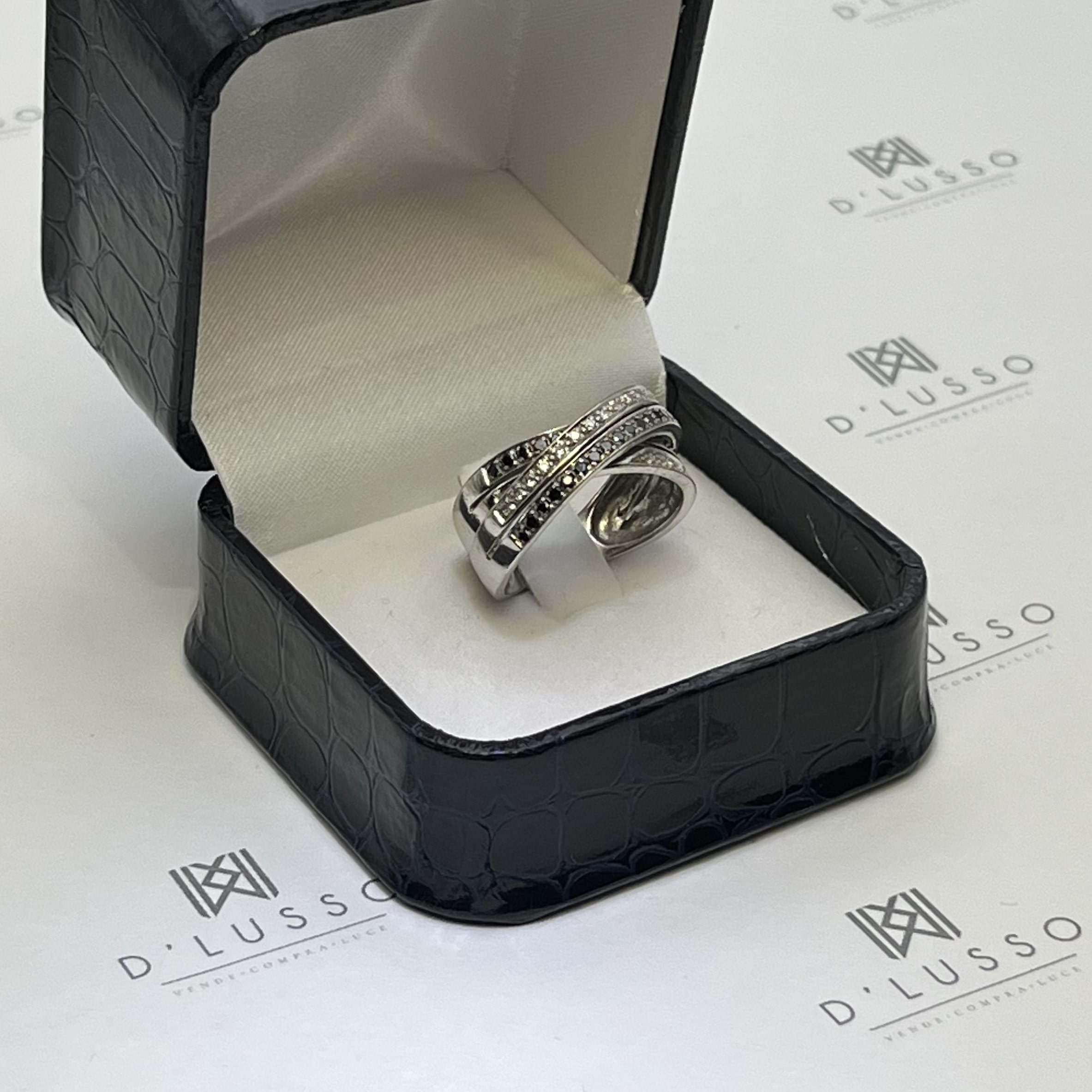 Anillo cruzado diamantes bicolor - Imagen 3