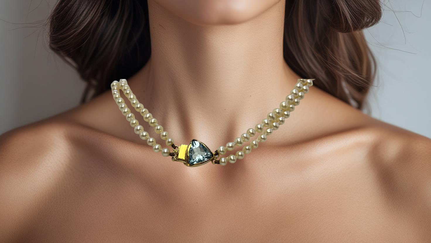 Collar de perlas y topacio sky blue - Imagen 7