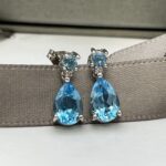 Aros gota topacio y brillantes