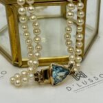 Collar de perlas y topacio sky blue