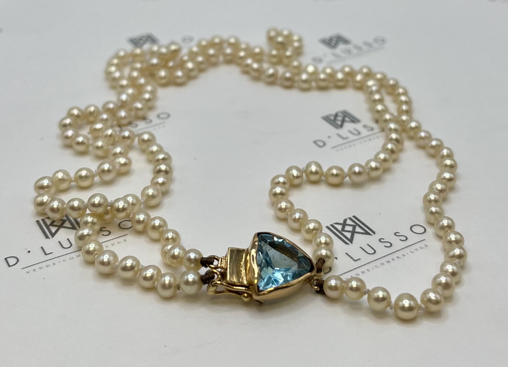 Collar de perlas y topacio sky blue - Imagen 3