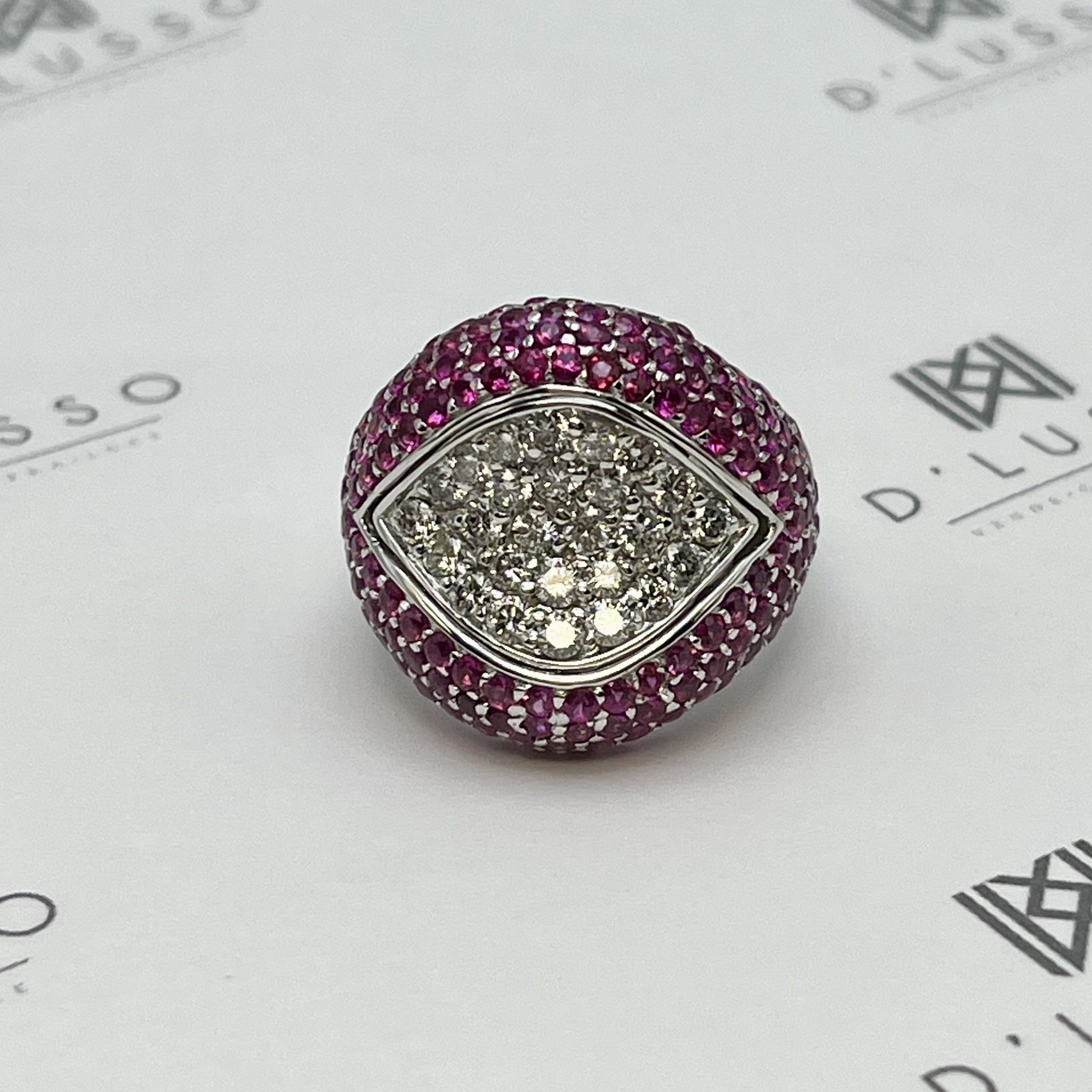 Anillo bombé brillantes y zafiros - Imagen 8