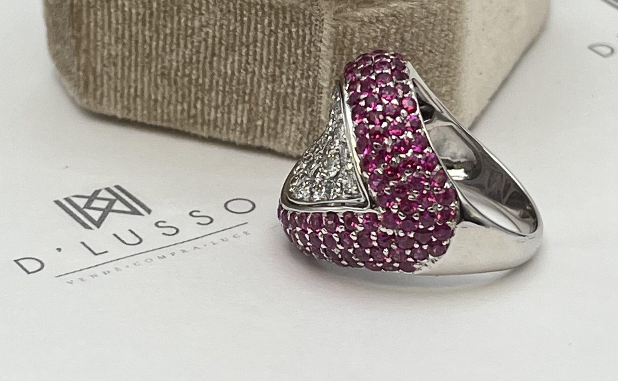 Anillo bombé brillantes y zafiros - Imagen 2