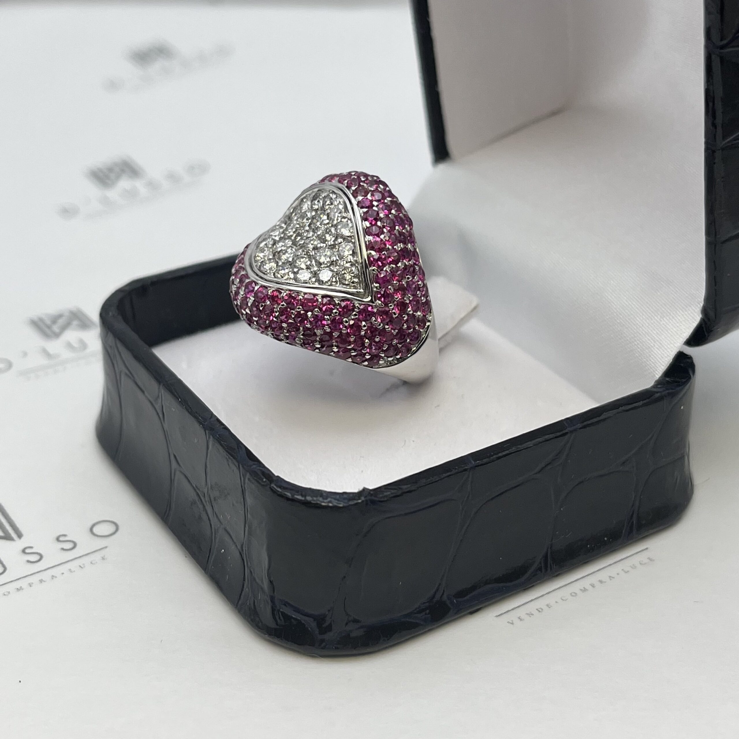 Anillo bombé brillantes y zafiros - Imagen 6