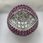 Anillo bombé brillantes y zafiros