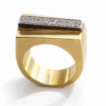 Anillo rectángulo franja pavé