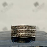 Anillo tres filas brillantes grano